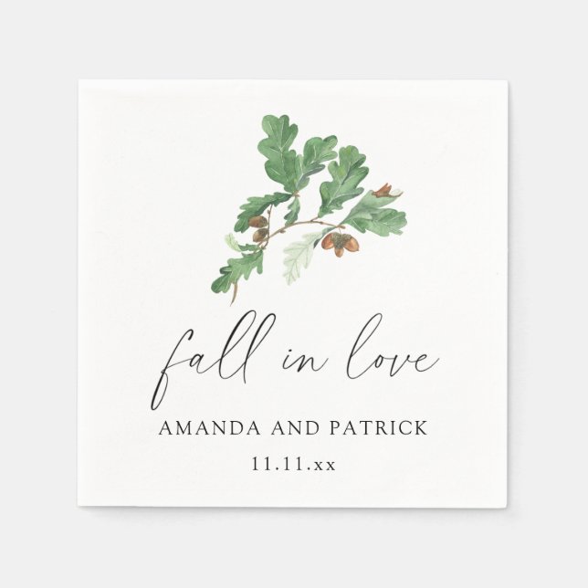 Acorn branch wedding party napkin (Front)