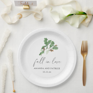 Acorn branch wedding party paper plate