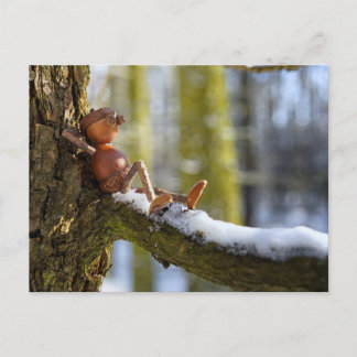 Acorn Elf in a Snowy Forest Postcard