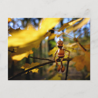 Acorn elf on a maple tree autumn  postcard