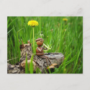 Acorn Elf Playing a Dandelion Trumpet Postcard