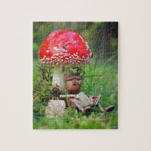 Acorn elf reading a book jigsaw puzzle