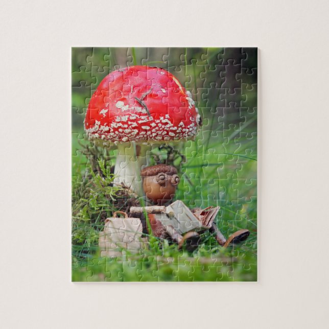 Acorn elf reading a book jigsaw puzzle (Vertical)