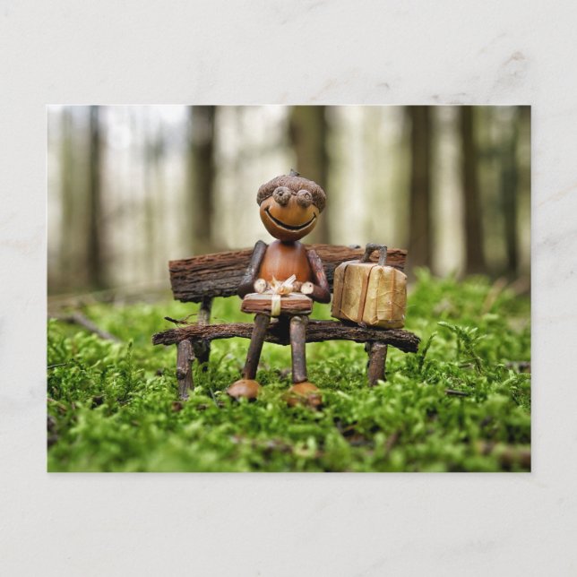Acorn elf resting in the forest - birthday card  (Front)