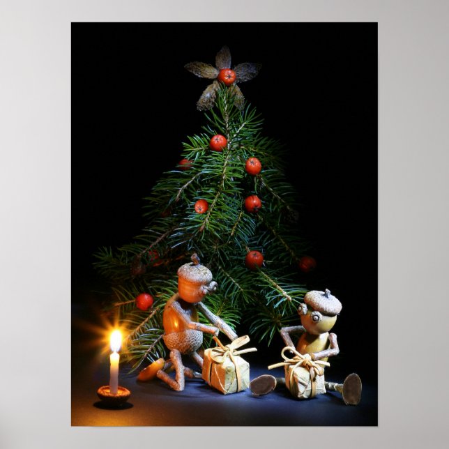Acorn elves with Christmas tree - Christmas poster (Front)