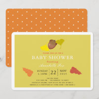 Acorn & Fall Ginkgo Leaves Baby Shower Invitation