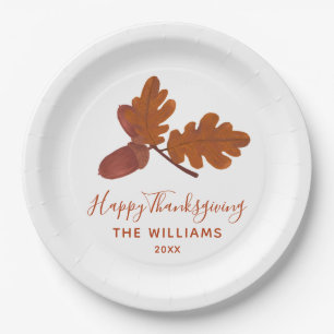 Acorn "Happy Thanksgiving" Personalised  Paper Plate