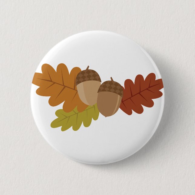 Acorn Leaves 6 Cm Round Badge (Front)