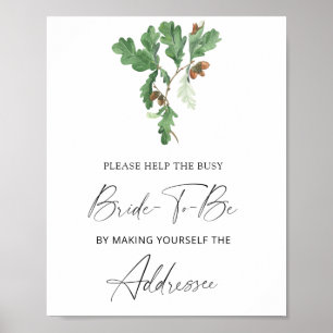 Acorn leaves - help the busy bride Address  Poster
