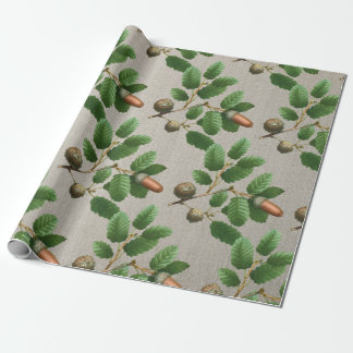 Acorn Oak Leaves Wrapping Paper