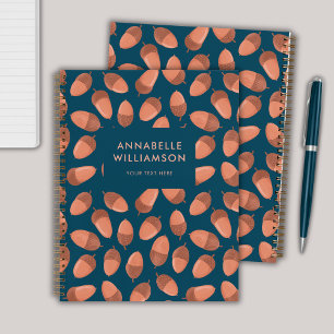 Acorn pattern personalised notebook