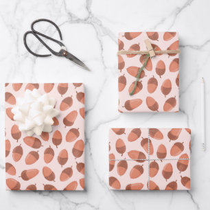 Acorn pattern wrapping paper sheet