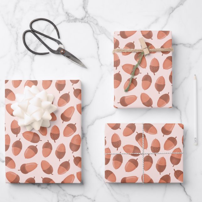 Acorn pattern wrapping paper sheet (Front)