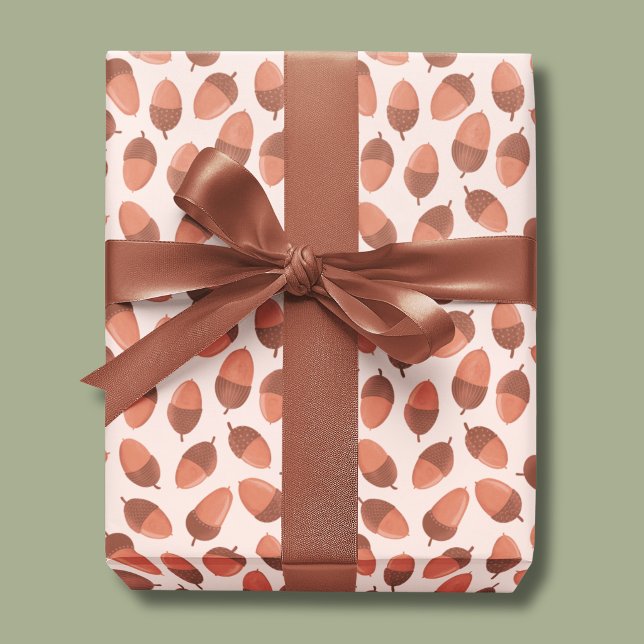 Acorn pattern wrapping paper sheet (Autumnal acorn pattern wrapping paper)