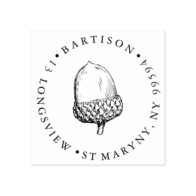 Acorn ROUND RETURN ADDRESS Rubber Stamp (Imprint)