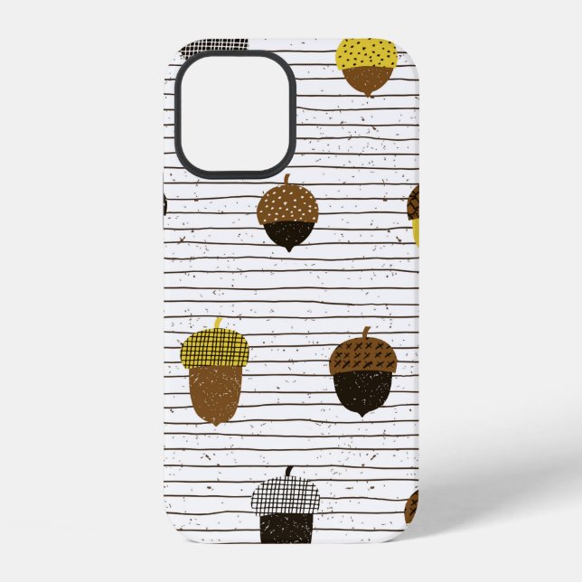 Acorn seamless pattern. Autumn surface decoration. iPhone Case (Back)