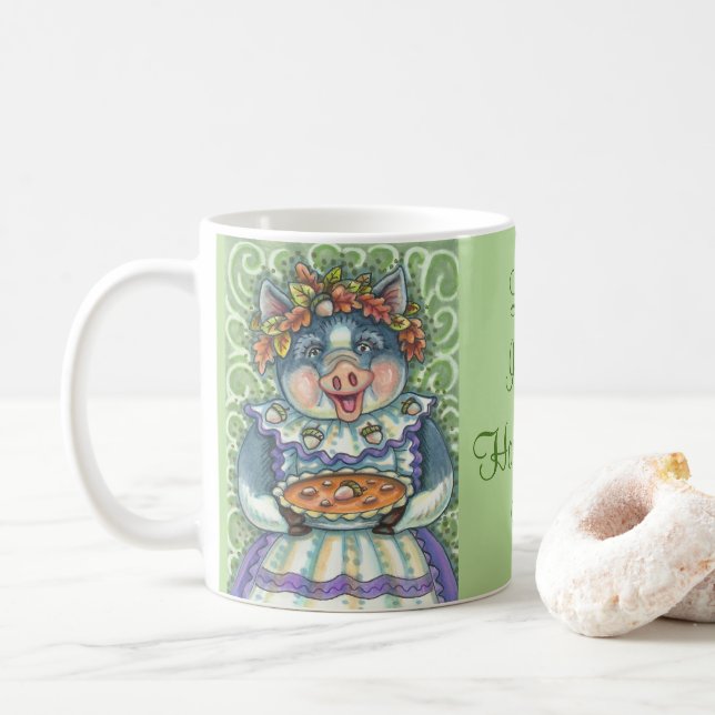 ACORN & SQUASH PIE, COUNTRY COOKING PIG MUG (With Donut)