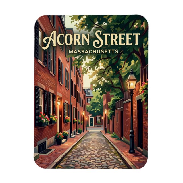 Acorn Street Massachusetts Magnet (Vertical)