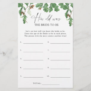 Acorn tree - How old was the bride to be game