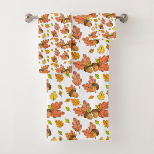 Acorns and Autumn Leaves Bath Towel Set