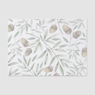 Acorns and greens botanical tissue paper