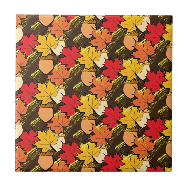 Acorns and leaves IV Tile (Front)
