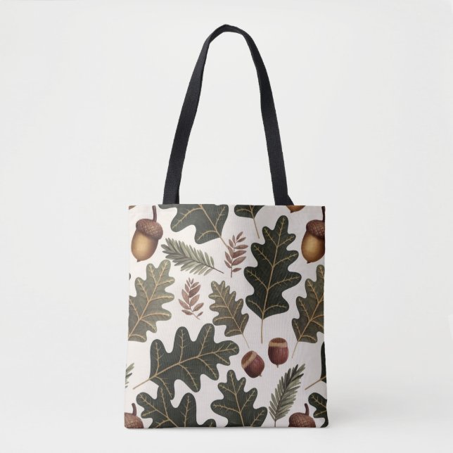 Acorns and Leaves Shopping Errand Tote Bag (Front)