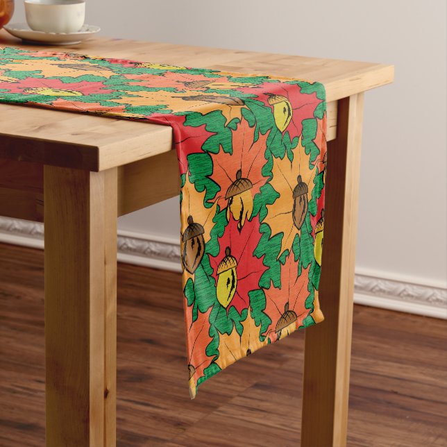 Acorns and leaves VI Short Table Runner (In Situ)