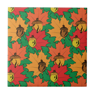 Acorns and leaves VI Tile