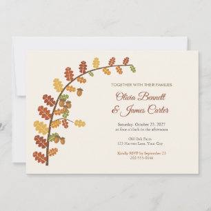 Acorns and Oak Leaves Autumn Wedding Invitation