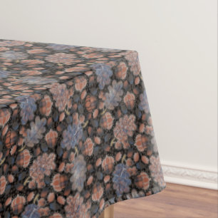 Acorns and Oak Leaves Blue Brown Black Late Autumn Tablecloth