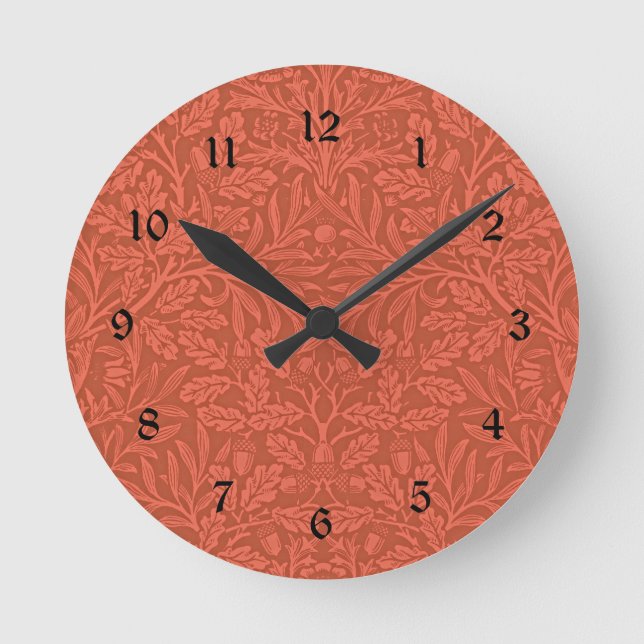Acorns and Oak Leaves by William Morris Round Clock (Front)