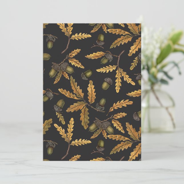 Acorns and oak leaves on black (Standing Front)