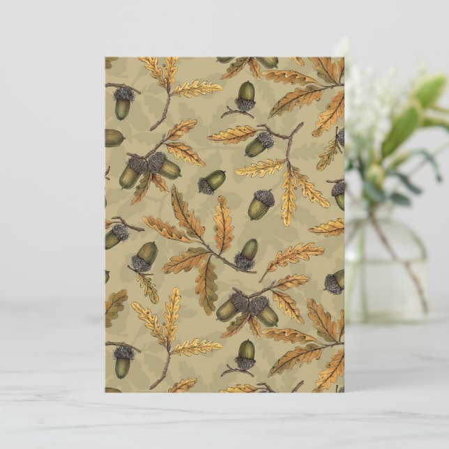 Acorns and oak leaves on ecru (Standing Front)