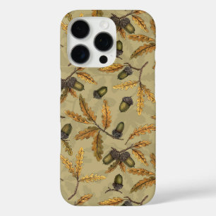 Acorns and oak leaves on ecru iPhone 16 pro case