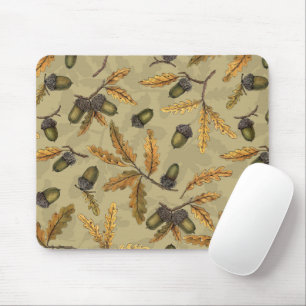 Acorns and oak leaves on ecru mouse pad