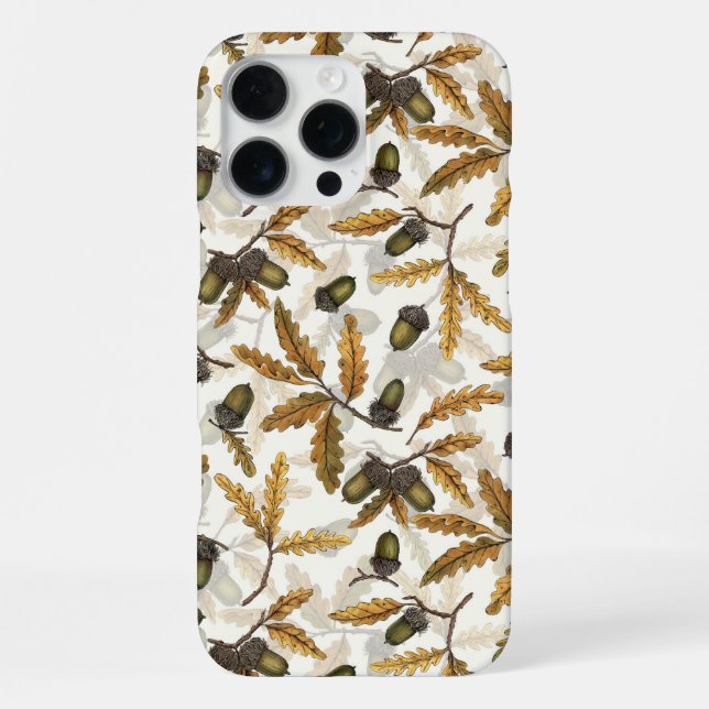 Acorns and oak leaves on off white iPhone case (Back)