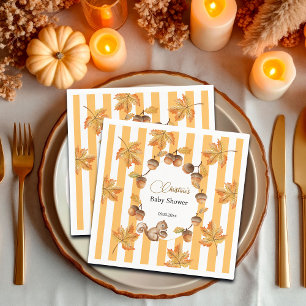 Acorns and Squirrel Fall Plaids Baby Shower Napkin