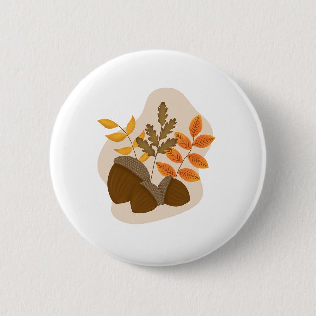Acorns Autumn Fall  6 Cm Round Badge (Front)