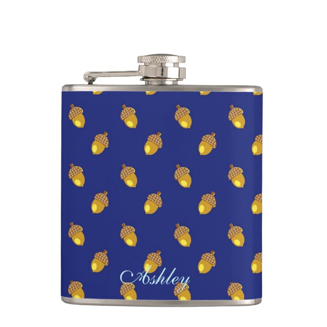 Acorns blue hip flask (Front)