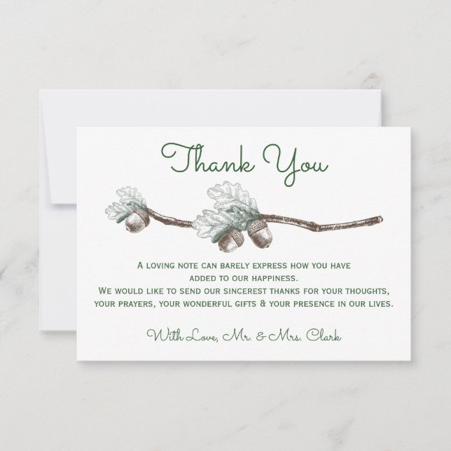 Acorns on Twigs Thank you Card (Front)
