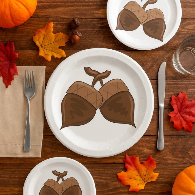 Acorns Rustic Autumn Forest Nature Paper Plate (Creator Uploaded)