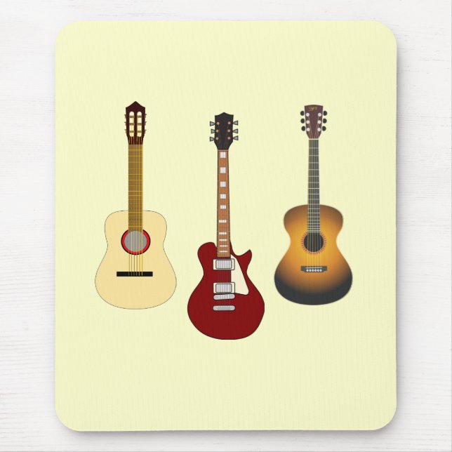 Acoustic and Electric Guitars Musican or Guitarist Mouse Pad (Front)