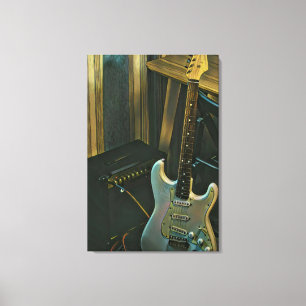 acoustic bass electric guitar gift canvas print