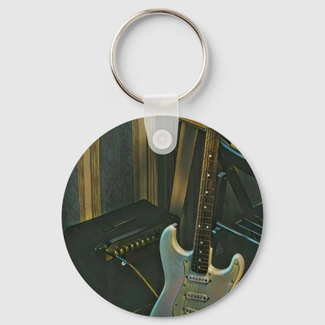 acoustic bass electric guitar gift key ring (Front)