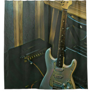 acoustic bass electric guitar gift shower curtain
