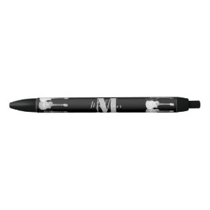 Acoustic electric guitar monochromatic Monogram Black Ink Pen