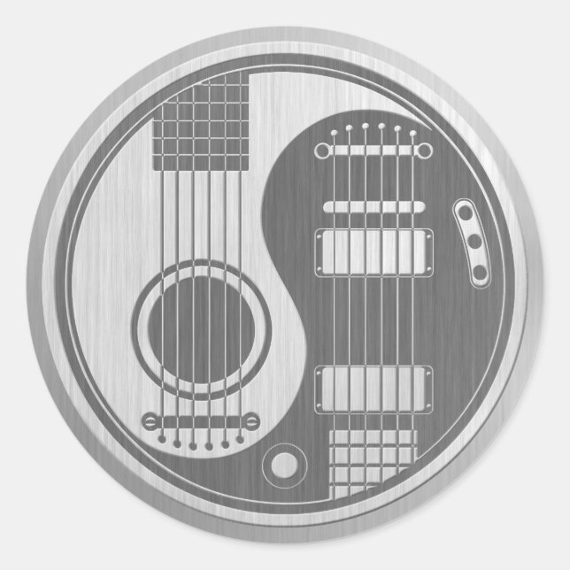 Acoustic Electric Guitars Yin Yang Stainless Steel Classic Round Sticker (Front)