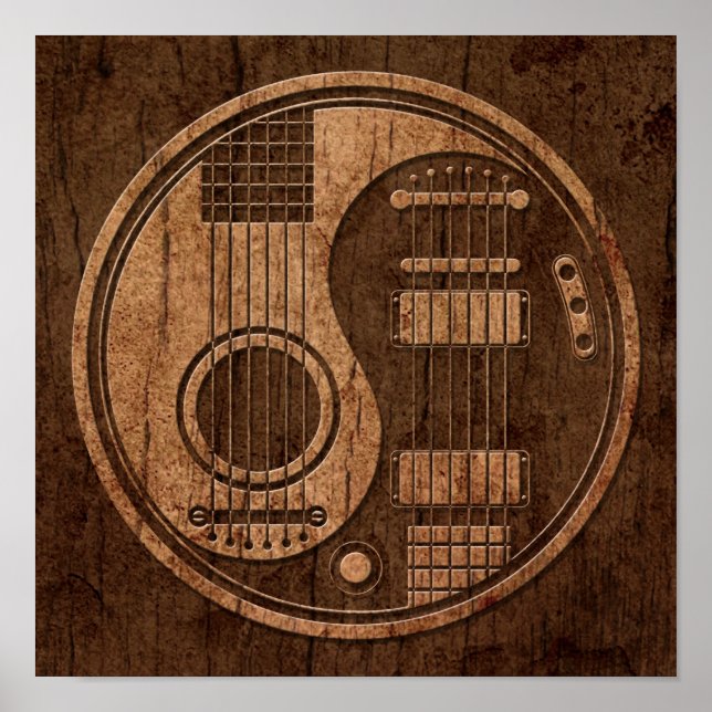 Acoustic Electric Guitars Yin Yang Wood Effect Poster (Front)