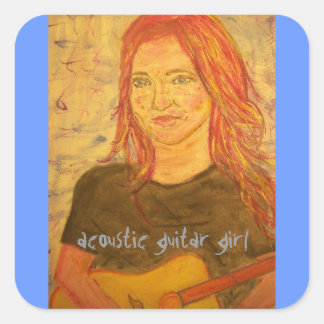 acoustic girl art square sticker